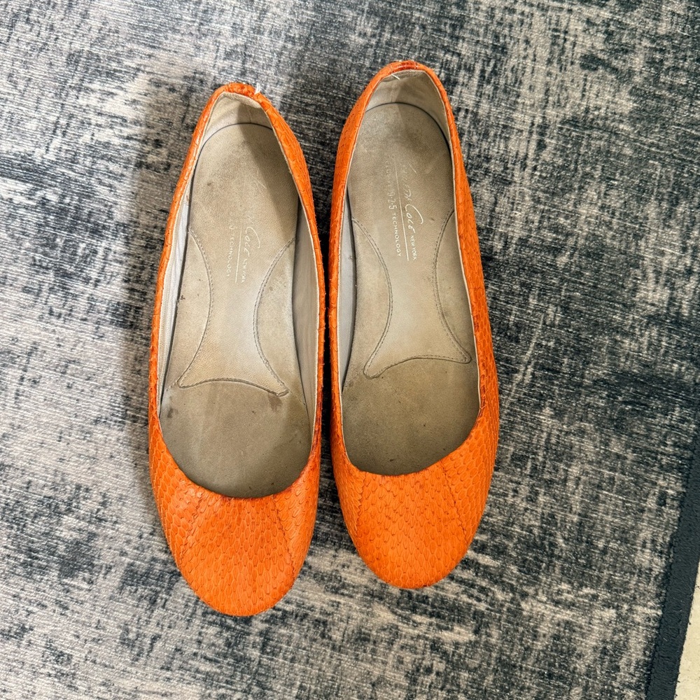 Orange Snake Skin Women's Flats
